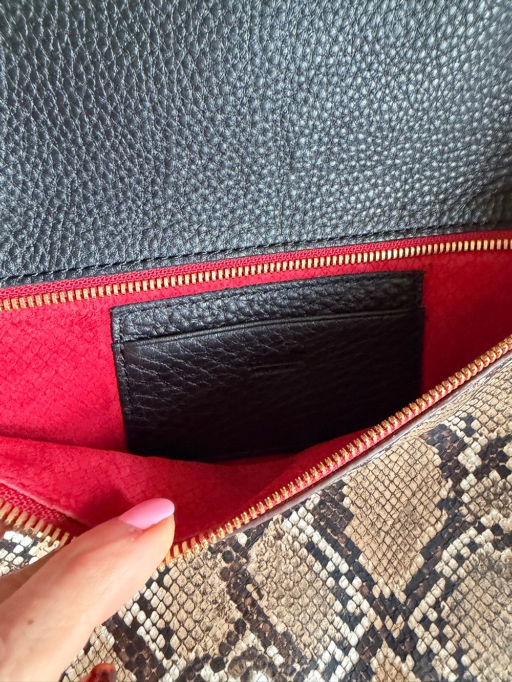 Hammitt Dillon Medium Domino Snake/Black Leather Crossbody - Picture 4 of 9